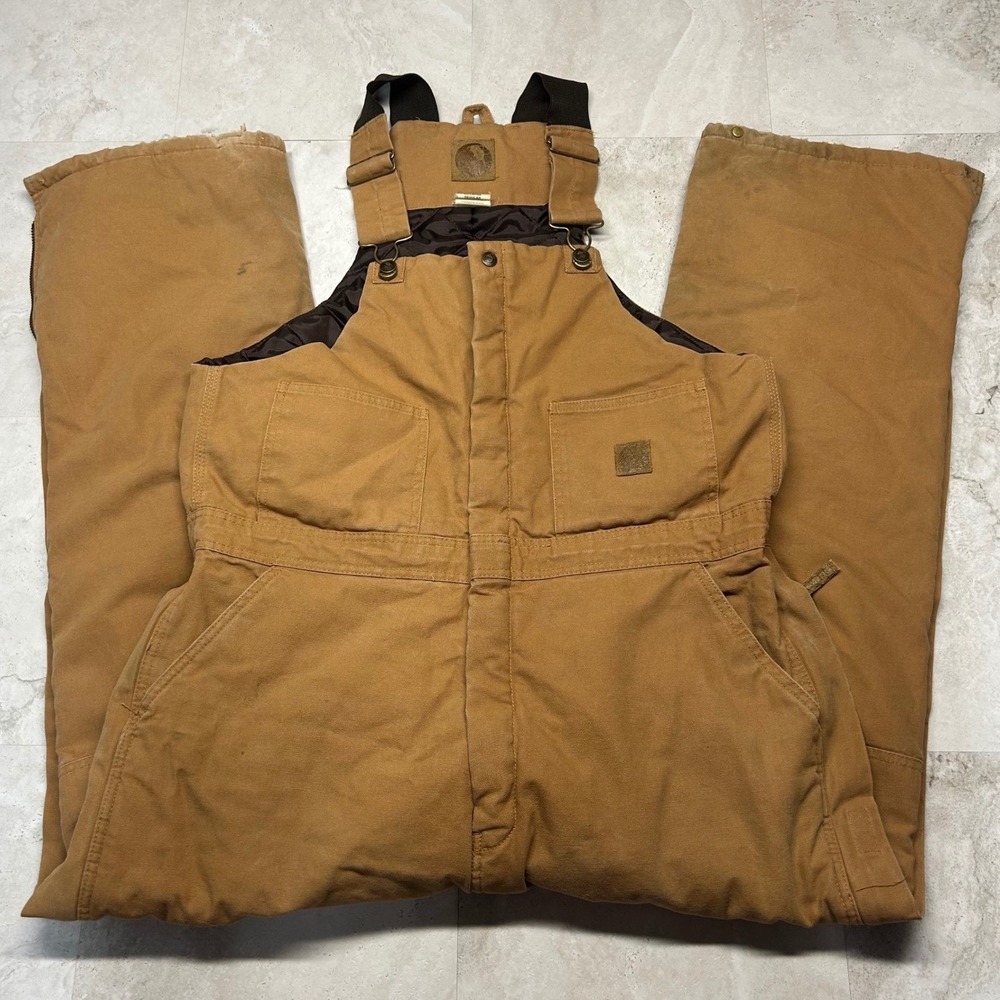 Berne Insulated Bib Overalls Brown Mens Large Regular Workwear Duck Canvas